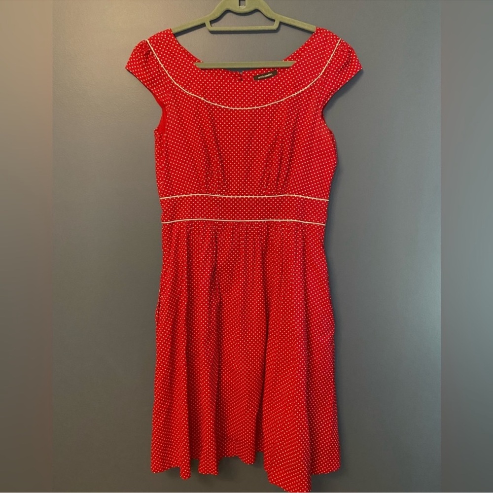 ModCloth, Emily + Fin—Red White Polka dot Dress Y2K— M